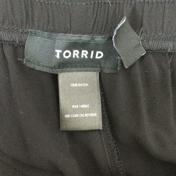 Torrid Womens Wide-Leg Pull-On Tall Pants Drawstring Waist Black Size 3X Tall - Picture 15 of 16